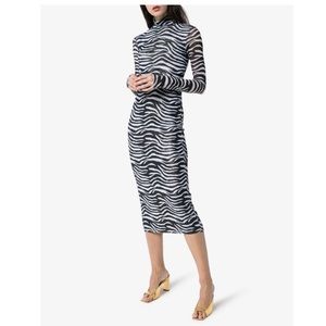 NWT STAUD sheer zebra print midi dress